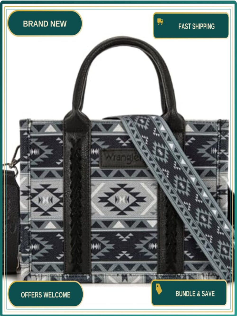 Wrangler Aztec Tote Bag Boho Shoulder Bag Crossbody Purse